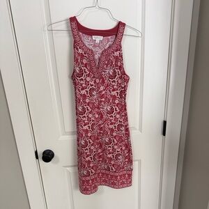 Magnolia Red and White Floral Midi Dress